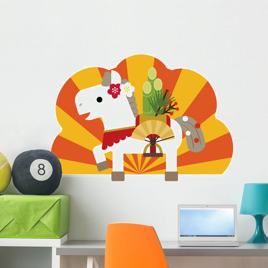 Hakuba of horse year and Kadomatsu Wall Decal