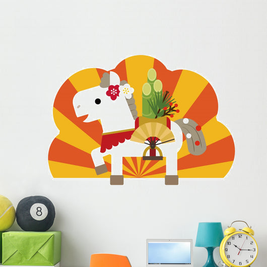 Hakuba of horse year and Kadomatsu Wall Decal