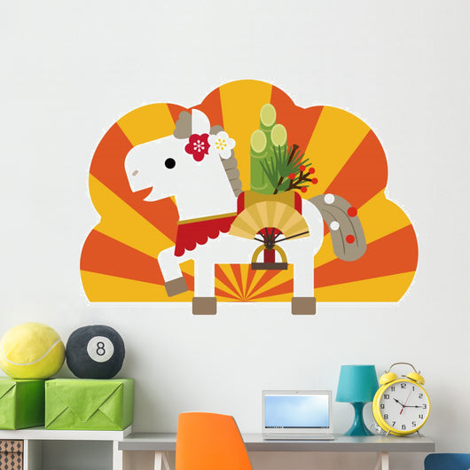 Hakuba of horse year and Kadomatsu Wall Decal