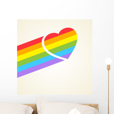 Rainbow Heart Wall Decal shown on a wall