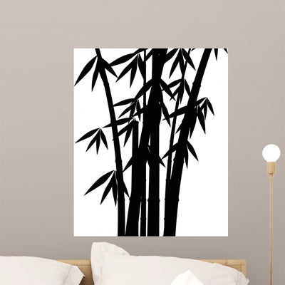 Black Bamboo Stems Wall Decal shown on a wall