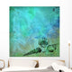 seashells on watery blue green background Wall Mural