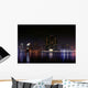 View of Detroit Skyline at Night Michigan Wall Mural