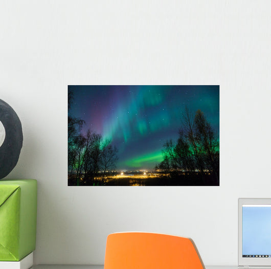 Northern Lights over City Wall Mural