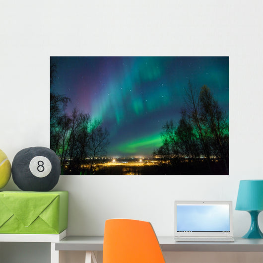 Northern Lights over City Wall Mural