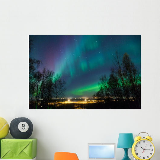 Northern Lights over City Wall Mural