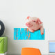 Funny Pig Hanging on a Fence Wall Mural