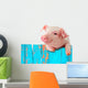 Funny Pig Hanging on a Fence Wall Mural