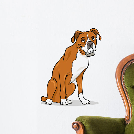 boxer purebred dog cartoon illustration Wall Decal