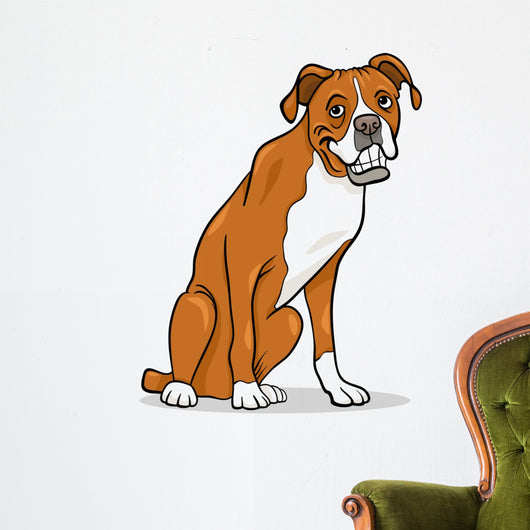 boxer purebred dog cartoon illustration Wall Decal