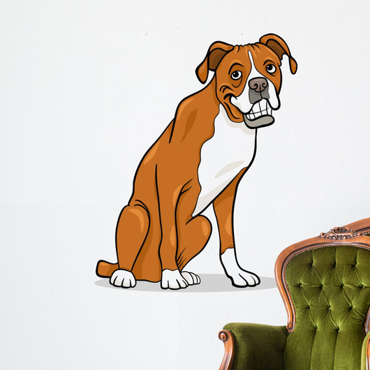 boxer purebred dog cartoon illustration Wall Decal