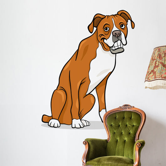 boxer purebred dog cartoon illustration Wall Decal