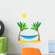 Coconut trees and hammock - vector Wall Decal