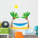 Coconut trees and hammock - vector Wall Decal