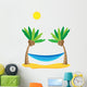 Coconut trees and hammock - vector Wall Decal