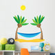 Coconut trees and hammock - vector Wall Decal
