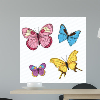 Butterfly Icons Wall Mural shown on a wall