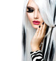 Beauty Fashion Girl black and white style. Long White Hair Wall Decal