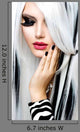 Beauty Fashion Girl black and white style. Long White Hair Wall Decal