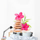 Red Frangipani Flowers on Yellow River Stones Wall Decal