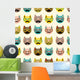 Seamless Hipster Mustache Cats Wall Decal
