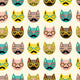 Seamless Hipster Mustache Cats Wall Decal