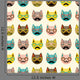 Seamless Hipster Mustache Cats Wall Decal