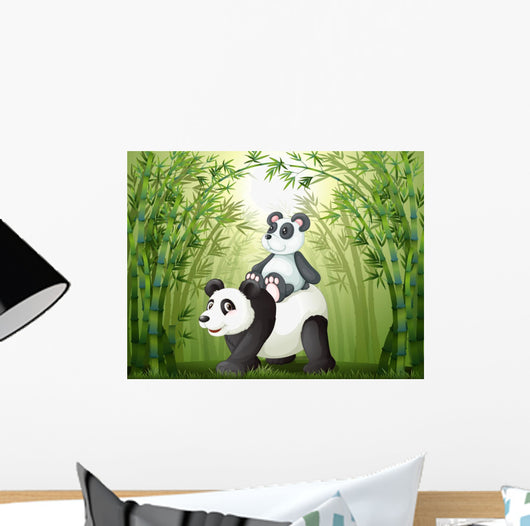 Two Pandas inside Bamboo