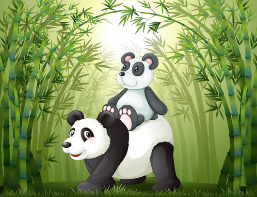 Two Pandas inside Bamboo