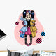 Emo Girl with Toys Wall Decal