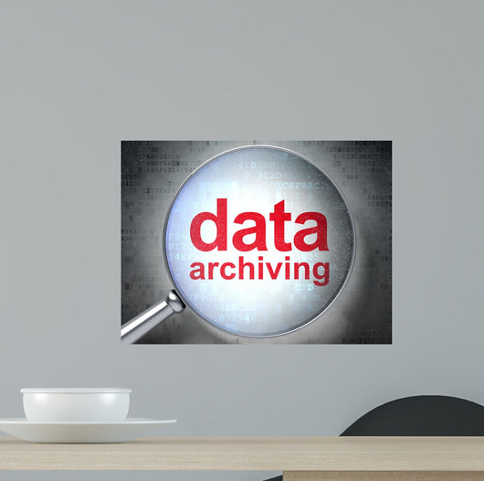 Information concept: optical glass with words Data Archiving Wall Mural
