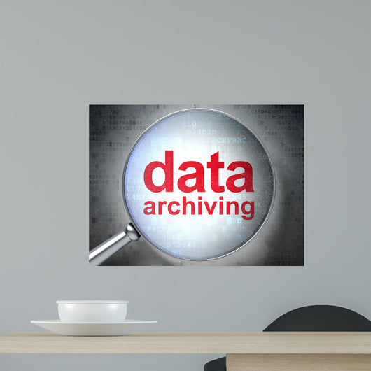 Information concept: optical glass with words Data Archiving Wall Mural