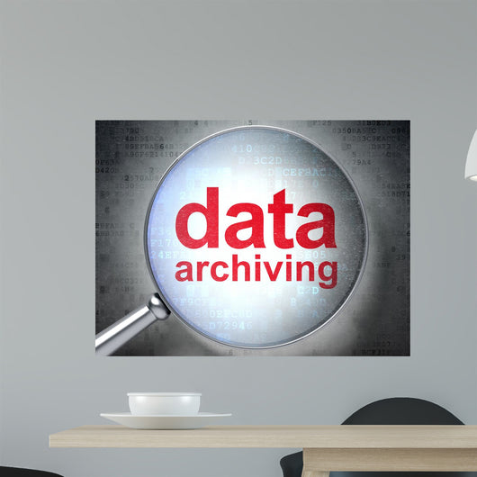 Information concept: optical glass with words Data Archiving Wall Mural