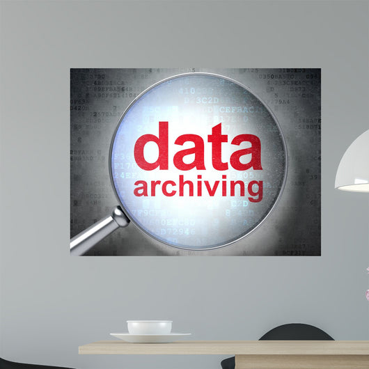 Information concept: optical glass with words Data Archiving Wall Mural