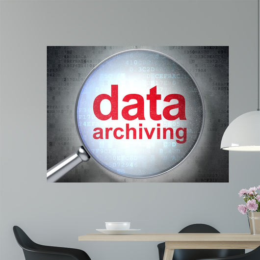 Information concept: optical glass with words Data Archiving Wall Mural