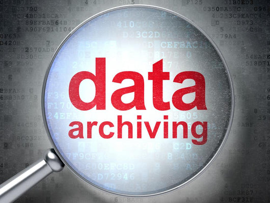 Information concept: optical glass with words Data Archiving Wall Mural