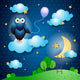 Fantasy landscape with owl Wall Mural