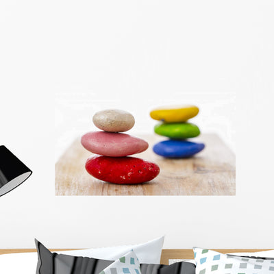 Zen Colored Pebbles Wall Decal shown on a wall
