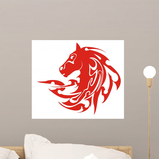 Tribal Flaming Horse Head Symbol Vector Wall Decal