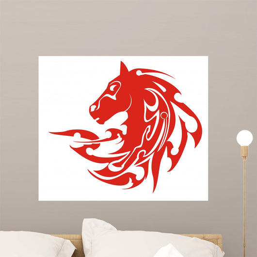 Tribal Flaming Horse Head Symbol Vector Wall Decal