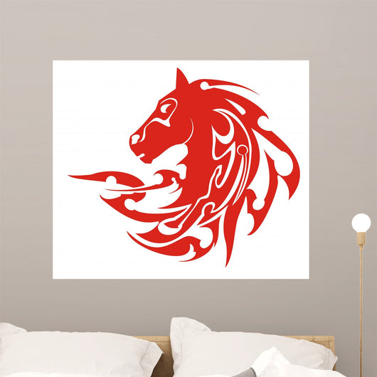 Tribal Flaming Horse Head Symbol Vector Wall Decal