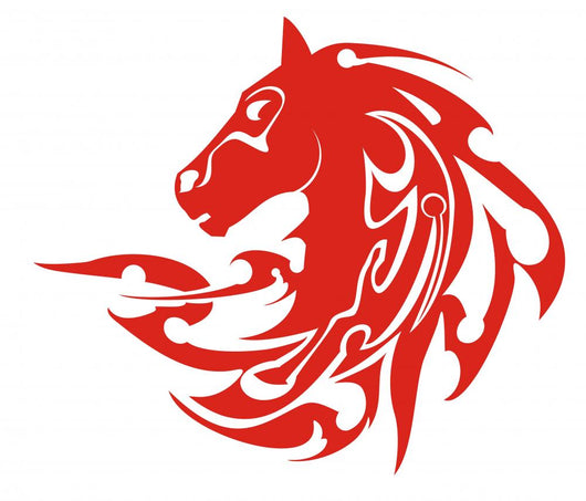 Tribal Flaming Horse Head Symbol Vector Wall Decal