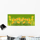 Bright yellow daffodils on a green background. Wall Mural