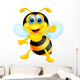 Funny bee cartoon waving Wall Decal