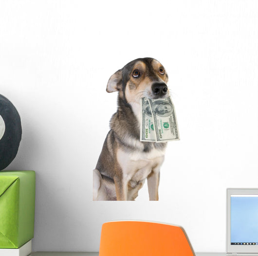 Dog with Money Wall Decal