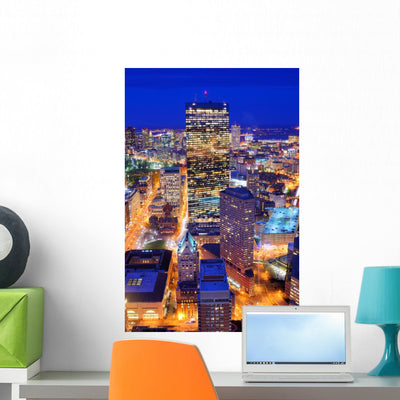 Boston Cityscape shown on a wall