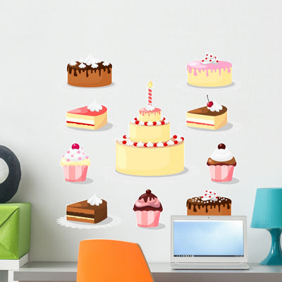Sweet Pastry Cakes Wall Stickers shown on a wall