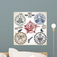 Set of stamps with symbols rock'n'roll Wall Decal