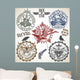 Set of stamps with symbols rock'n'roll Wall Decal