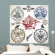 Set of stamps with symbols rock'n'roll Wall Decal